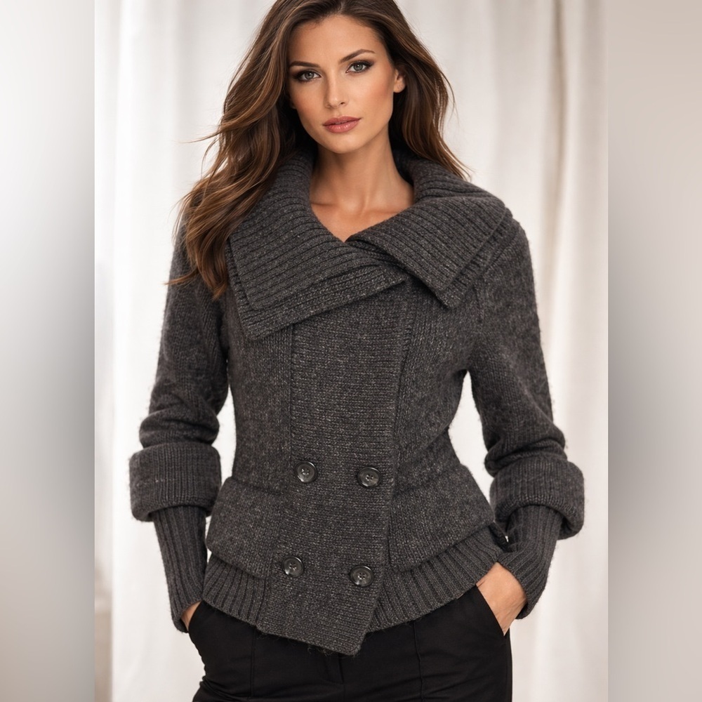 Ann Taylor LOFT Women's Wool Double-breasted Cardigan Sweater (862)